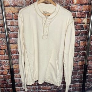 Eddie Bauer men’s large loose fit thermal Cream oatmeal Henley Shirt